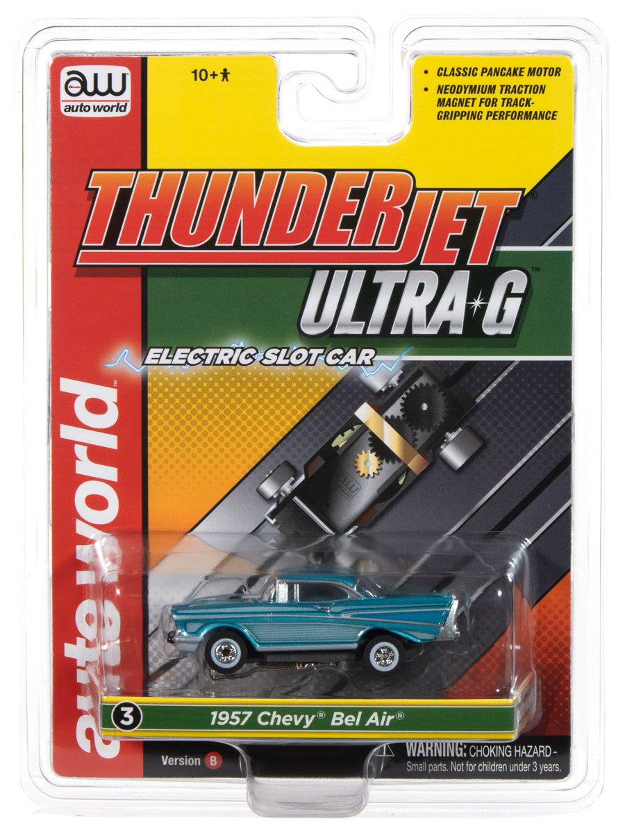 "PRE-ORDER" Auto World Thunderjet 1957 Chevrolet Bel Air Lowrider (Aqua) HO Scale Slot Car (DUE JANUARY 2025)