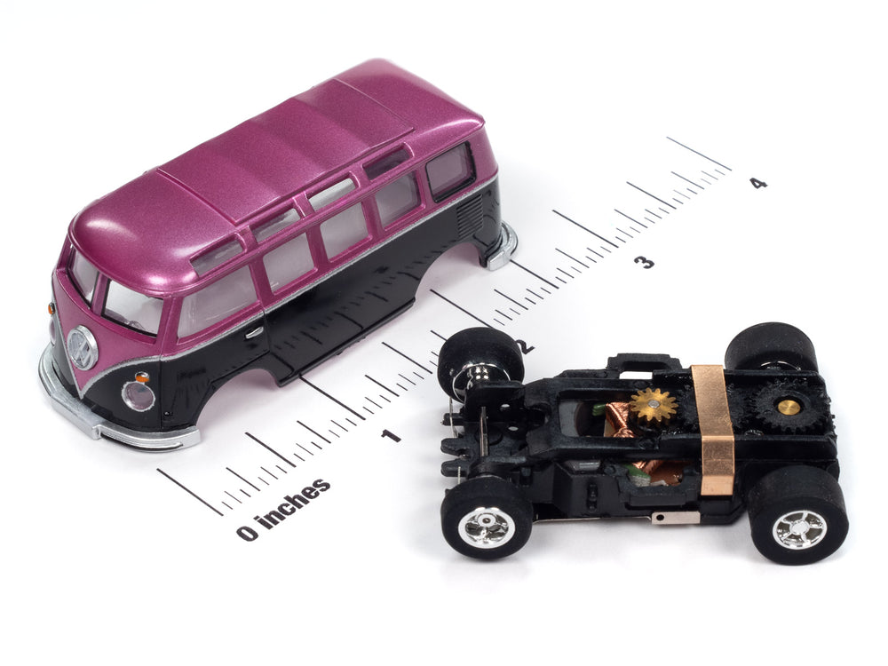 "PRE-ORDER" Auto World Xtraction 1965 VW Samba Bus (Black/Purple) HO Scale Slot Car (DUE JANUARY 2025)