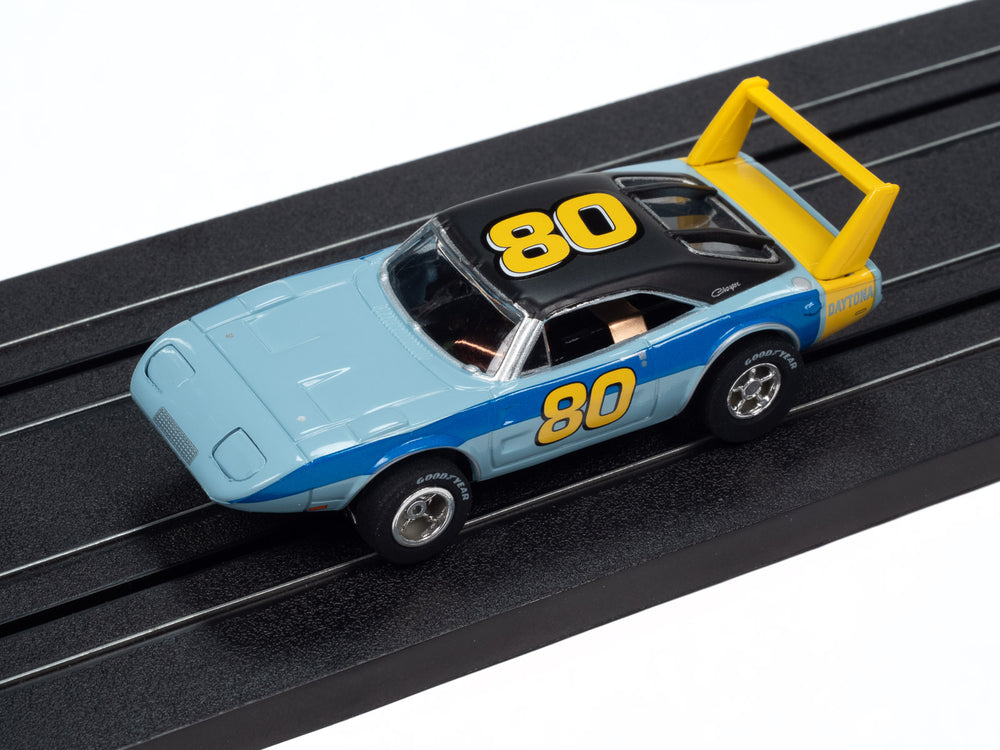 "PRE-ORDER" Auto World Xtraction 1969 Dodge Daytona (Blue/Yellow) HO Scale Slot Car (DUE JANUARY 2025)