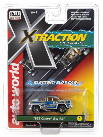 Auto World Xtraction 1955 Chevrolet Bel Air (Blue) HO Scale Slot Car