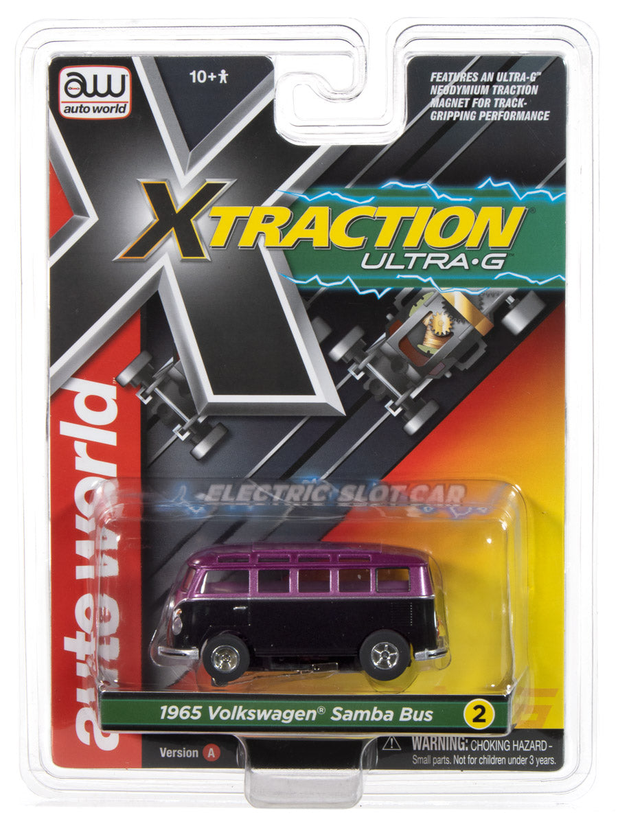 "PRE-ORDER" Auto World Xtraction 1965 VW Samba Bus (Black/Purple) HO Scale Slot Car (DUE JANUARY 2025)