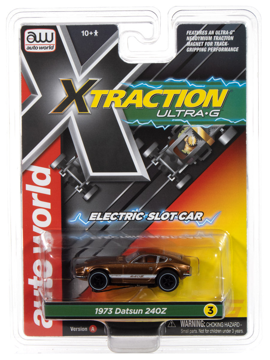 "PRE-ORDER" Auto World Xtraction 1973 Datsun 240z (Brown) HO Scale Slot Car (DUE JANUARY 2025)