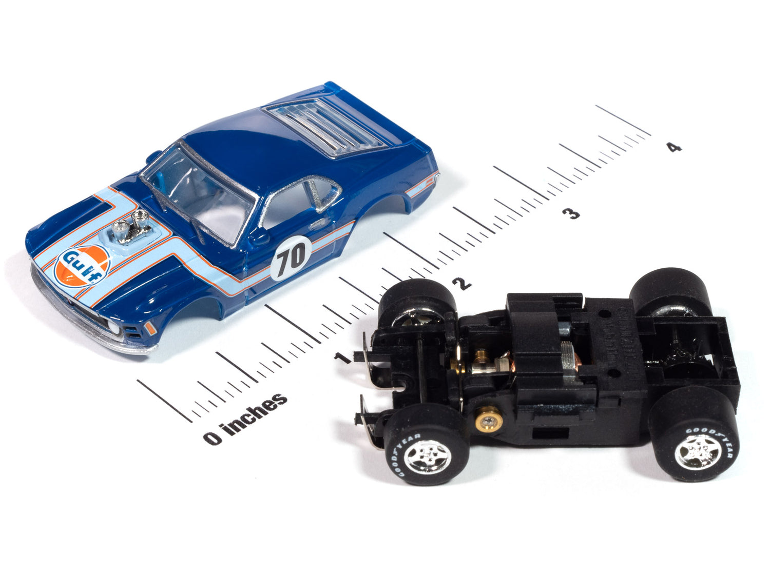 "PRE-ORDER" Auto World Super III 1970 Ford Mustang (Gulf Blue) HO Scale Slot Car (DUE JANUARY 2025)