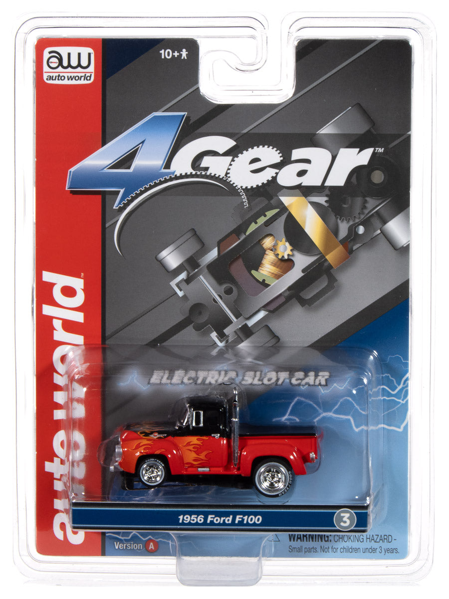 "PRE-ORDER" Auto World 4Gear 1956 Ford F100 Pickup (Red) HO Scale Slot Car (DUE JANUARY 2025)