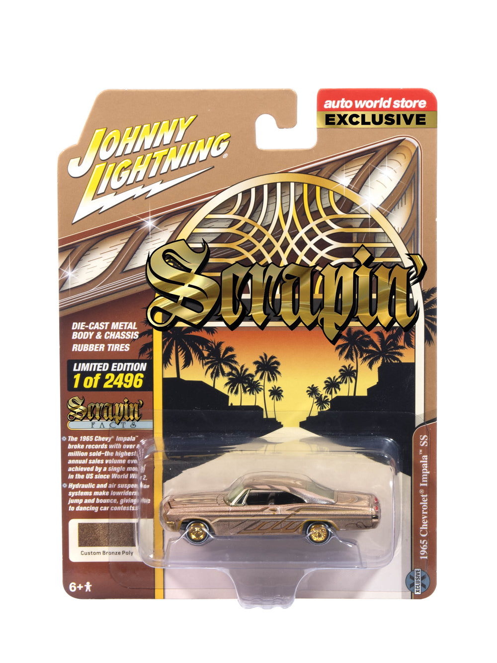 "PRE-ORDER" Johnny Lightning 1965 Chevy Impala SS Lowrider (Custom Bronze Poly) (Auto World Store Exclusive) 1:64 Diecast (DUE MARCH 2025)