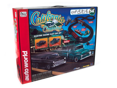 Auto World 14' California Cruising "The Pacific Coast Highway" Slot Race Set HO Scale