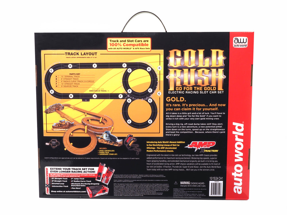 Auto World 18' Gold Rush "Go for the Gold" Slot Race Set HO Scale