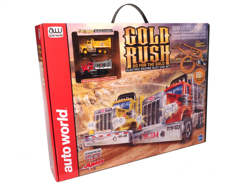 Auto World 18' Gold Rush "Go for the Gold" Slot Race Set HO Scale