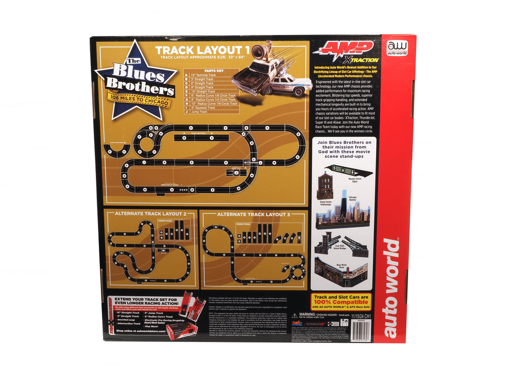 "PRE-ORDER" Auto World 28' Blues Brothers "106 Miles to Chicago" Slot Race Set HO Scale (DUE JANUARY 2025)