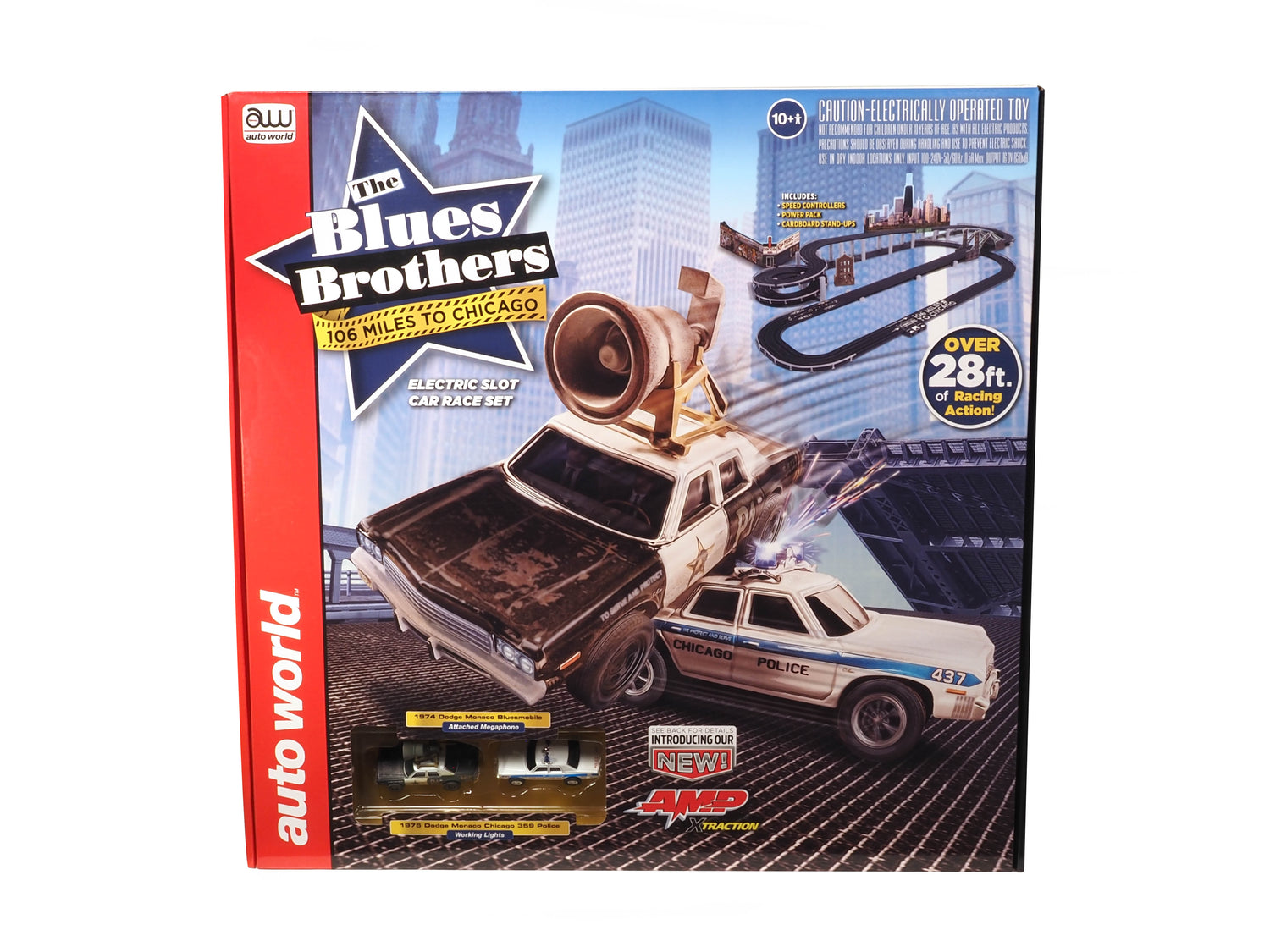 "PRE-ORDER" Auto World 28' Blues Brothers "106 Miles to Chicago" Slot Race Set HO Scale (DUE JANUARY 2025)