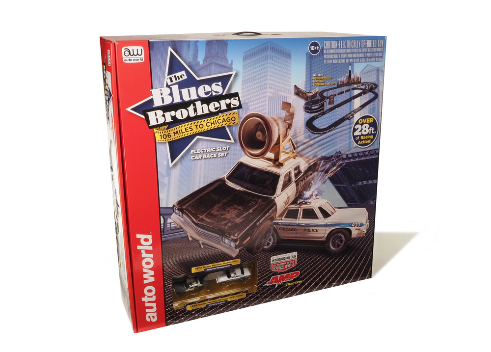 "PRE-ORDER" Auto World 28' Blues Brothers "106 Miles to Chicago" Slot Race Set HO Scale (DUE JANUARY 2025)