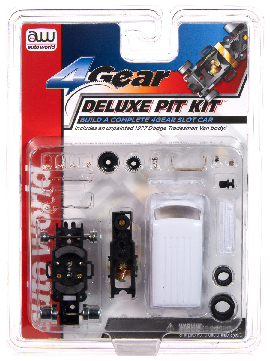 "PRE-ORDER" Auto World 4 Gear Deluxe Pit Kit (1977 Dodge Tradesman Van Body) HO Scale Slot Car (DUE DECEMBER 2024)