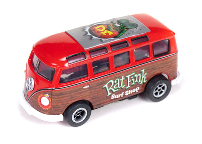 Auto World Xtraction R10 '65 Volkswagon Samba Bus (Red/Brown) Rat Fink HO Scale Slot Car