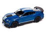 Auto World 2021 Shelby GT500 Carbon Edition (Velocity Blue with Twin White Stripes on Hood) 1:64 Diecast