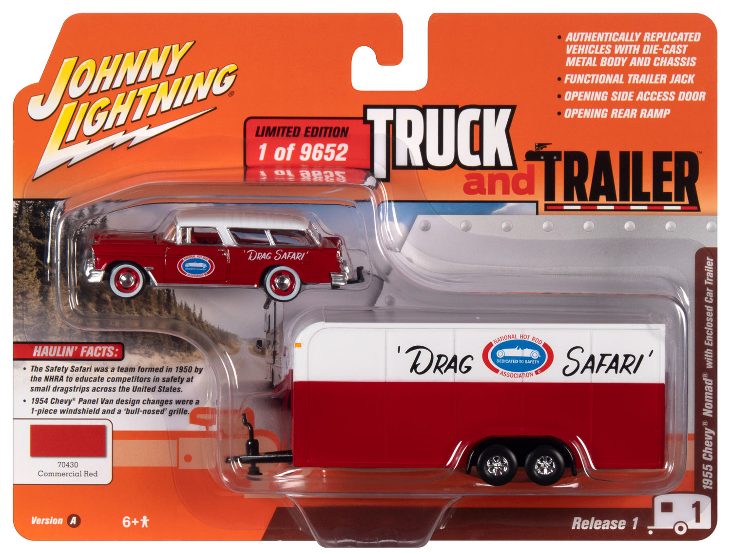 Johnny Lightning 1955 Chevy Nomad w/Enclosed Trailer (Race Safety