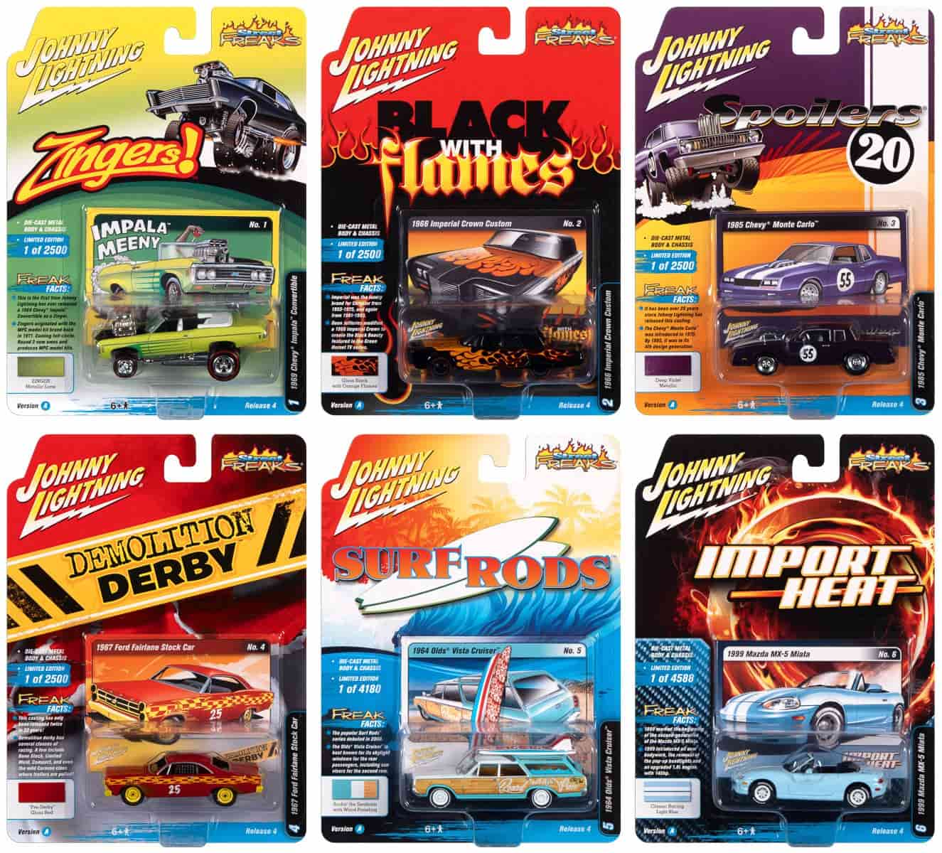 Johnny Lightning Street Freaks 2020 Release 4 Set A (6-Car Sealed Case) 1:64 Scale Diecast