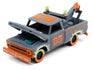 Johnny Lightning Street Freaks 1965 Chevy Truck Tow Truck (Demolition Derby) ( Flat Smoke Blue-Gray) 1:64 Scale Diecast