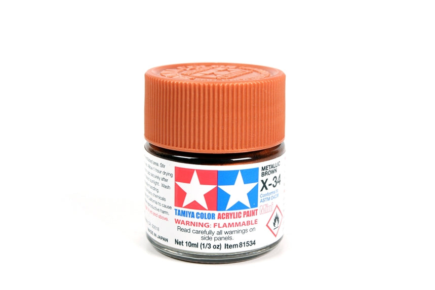 Tamiya Acrylic Mini X34, Metallic Brown 10ml Bottle