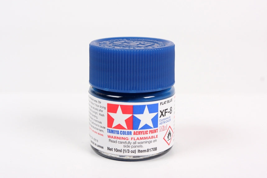 Tamiya Acrylic Mini XF8, Flat Blue 10ml Bottle